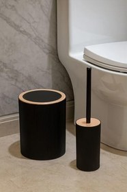 Resim Quardi Banyo Seti Modern Çizgili - 7 litre Kova 4 Parça Banyo Çöp Kovası Seti (Beyaz) 