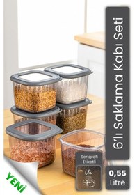 Resim Vienev Etketli Poly Kapak 0.55 L Saklama Kabı Antrasit - Beyaz 6'lı 
