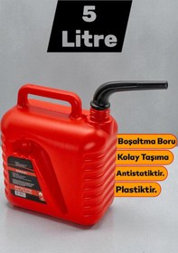 Resim MH MiniHediye Boşaltma Borulu Plastik Antistatik Benzin Bidonu 5 Litre Akaryakıt Mazot Taşıma Doldurma Depolama 