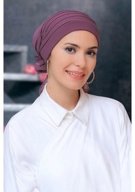 Resim Hürrem Bone Gül Kurusu Pratik Hazır Geçmeli Tesettür Bone Sandy Kumaş Pileli Gülkurusu 