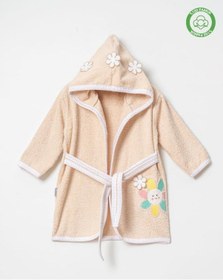 Resim Çiçekli Bornoz Bej Bej 