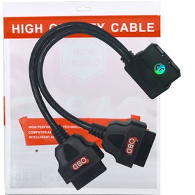 Resim JUTA Dik Açı OBD2 Splitter Y Kablosu, 16 Pinli 1 Erkekten 2 Dişiye Uzatma Kablosu 