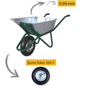 Resim Kanat Pro Galvanizli Demonte El Arabası Şişme 350-7 Ebat Teker 0.90 Mm Sac 