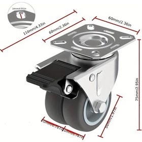 Resim Dashanshop 2 Adet Frenli 800 Kg Tasima Kapasiteli Gumlekli Agir Hizmet Doner Tekerlek 