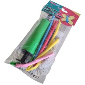 Resim Sosis Balon Seti 1 Sosis Balon Şişirme Pompası Ve 5 Sosis Balon Karışık Renkli 