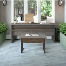 Resim L'occi Concept Darian Ofis Çalışma Masası Sehpa 2'li Büro Masa Takımı Kahve-beton-antrasit Dr6-cga 