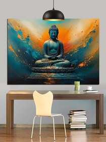 Resim Mavi Buda Figürü Meditasyon Dekoratif Kanvas - Mdf Ahşap Tablo 