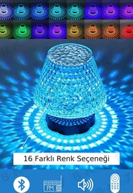 Resim Rgb Renkli Dokunmatik Tws Özellikli Kablosuz Bluetooth Hoparlör Kristal Gece Lambası Masa Lambası 