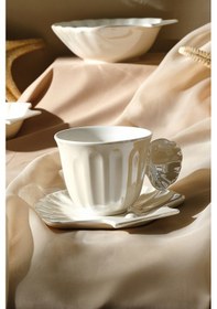 Resim Karaca İstiridye Tabaklı Çay Fincanı 200 Ml Kırık Beyaz 