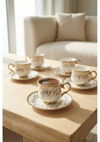 Resim Luana 6 Kişilik Porselen Kahve Fincan Takımı - 90 Ml Çok Renkli 