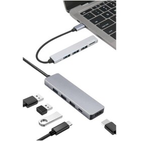 Resim Macbook Pro/air Uyumlu Usb Type-c 8 In 1 Hub Dönüştürücü Çevirici Çoklayıcı Usb Hdmı Micro Sd 8 Girişli 