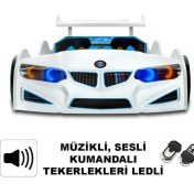 Resim İnegöl'den Eve İnegölden Eve Bmv - Arabalı Yatak, Araba Karyola - M8 Serisi - Fullışıklı - Beyaz 