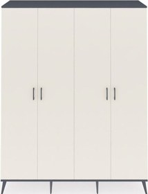 Resim Hyperion Gardrop 4 Raflı 4 Kapaklı 4 Askılı 176x44x221 Antrasit-aytaşı Aytaşı 