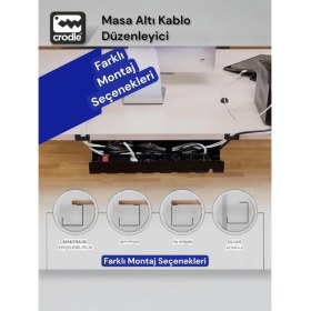 Resim Crodle Masa Altı Kablo Düzenleyici Metal Organizer Sepet - Ofis ve Oyuncu Masası Kablo Kanalı Siyah 