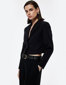 Resim Koton Kruvaze Yaka Uzun Kollu Crop Blazer Ceket Siyah 6wak50025uw Siyah 