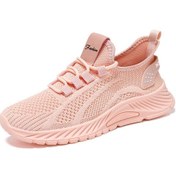 Resim Ayakkabı Kadın Yeni Yaz Moda Rahat Spor Ayakkabı Tek Ayakkabı Toptan Nefes Moda Net Uçan Dokuma Spor Kadın Ayakkabısı G-2806 Pembe Kutulu 