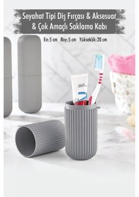 Resim Gri Seyahat Tipi Diş Fırçası & Aksesuar Kutusu & Çok Amaçlı Saklama Kabı Gri 