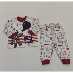 Resim Unisex Uzay Desenli Pijama Takımı Alt Üst Takım Erkek Bebek 