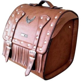 Resim Motosiklet Deri Arka Çanta Valiz Mod Chopper Kahverengi Motor Arka Çanta Renkli 