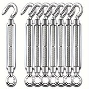 Resim Endüstriyel Stil Ayarlanabilir Metal Turnbuckle Seti - 2 Paket 304 Paslanmaz Çelik Göz & Kancalı Gerilim Ayarlayıcıları, Kablo Railing M4 M6 M8 ile Duvar Montaj Kabiliyeti, Korozyon Dirençli & Ağır Hizmet 