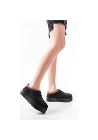 Resim Siyah Süet Içi Kürklü Kışlık Kapalı Burun Kadın Günlük Terlik Çok Renkli 