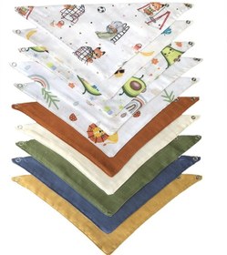 Resim Tikpaket Çıtçıtlı Müslin Bebek Salya Önlüğü & Fular 10'lu Çok Renkli 