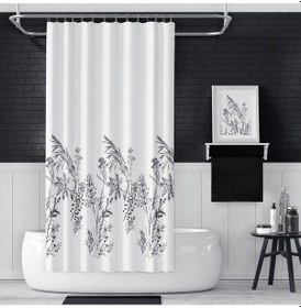 Resim Home 180x200 Cm Funda Tek Kanat Banyo Perdesi, Yıkanabilir Polyester Kumaş Banyo Perdesi, Duş Perdesi Siyah 