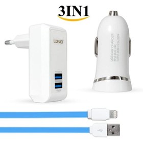 Resim ULTRATEKNO Apple 3in1 Araç Şarjı + Duvar Şarjı + Iphone Şarj Kablosu 