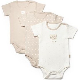 Resim BabyCosy Organic Wear Bebek 3'lü Kısa Kol Body, %100 Organik Pamuk, Bebek Ve Yenidoğan Serisi -csy8121 Ekru 
