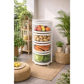 Resim Doremcy 4 Katlı Dönerli Sebzelik Meyvelik Patateslik Soğanlık Metal Depolama Rafı 78×34 cm Çok Amaçlı Mutfak Organizer Siyah-Beyaz-Krem 