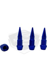 Resim ŞüsCarOto Aksesuar Sivri Sibop Kapağı Mermi Sibop Kapağı Araba Motosiklet Bisiklet Metal 4 Lü Set Mavi 
