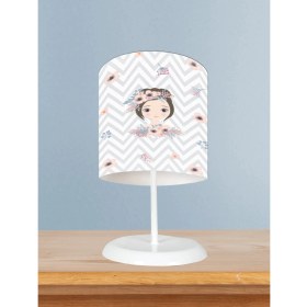 Resim Mekta Home Bebek ve Çocuk Odası Çiçekli Prenses Kız Desenli Zikzaklı Abajur 