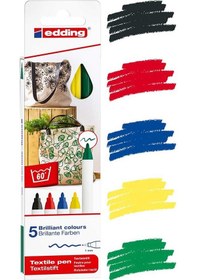 Resim Btmarket Edding E-4600 Kumaş Boyama Tekstil Kalemi 5'Li Kutu 