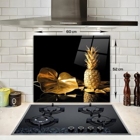 Resim Decorita Altın Ananas | Cam Ocak Arkası Koruyucu 