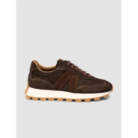 Resim Cabani %100 Hakiki Süet Deri Kahverengi Bağıcıklı Kadın Sneaker Ayakkabı 