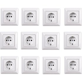 Resim Günsan Visage Beyaz Topraklı Priz 12'li Paket Çerçeve Dahil 