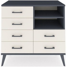 Resim Hyperion Şifonyer 2 Raflı 6 Çekmeceli 88x44x80 Antrasit-antrasit/aytaşı Antrasit/aytaşı 