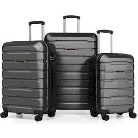 Resim Unisex 4 Tekerli Kilitli 3'lü Set Valiz Siyah 