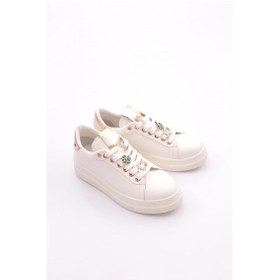 Resim Dgn Es1522 Kadin Bağciklari Yonca Desenli Spor Ayakkabi ES1522-2007-R0198 Beyaz 