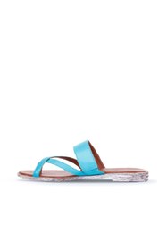 Resim Bueno Shoes Turkuaz Deri Kadın Parmak Arası Terlik 01wq2012 
