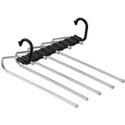 Resim Tenfowee 5'li Katlı Pantolon Askısı - Dikey/yatay Kullanım, %80 Alan Tasarrufu, Kaymaz Tüplü Pratik Gardırop Çözümü Siyah 