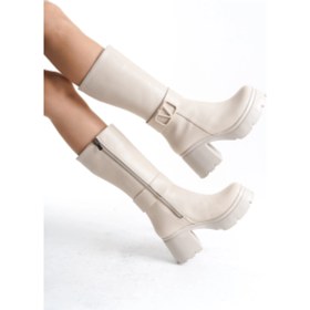 Resim Moki Bej Cilt Topuklu Çizme Göründüğü Gibi 