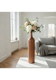 Resim Dora Kahverengi Ahşap Dekoratif Vazo Kahverengi 