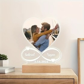 Resim Kalp Sonsuz Tasarımıyla Özel Akrilik Fotoğraf Çerçevesi - Sevgililer Günü, Yıldönümü veya Düğün için Özel Ev Dekoru, Parlak Bitiş, Benzersiz Hediye Fikri, Yıldönümü Hediyesi|Özel Çerçeve|Parlak Bitiş Çerçeve, Fotoğraf Çerçevesi Dekoru 