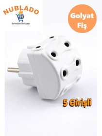 Resim NUBLADO 5'li Fiş Priz Golyat Çoklu Grup Priz Çoğaltıcı Beşli Golyat Elektrik Pirizi. 