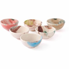 Resim İpek Yuvarlak Mermer Desenli 6'lı Çerezlik - 8,5 cm 