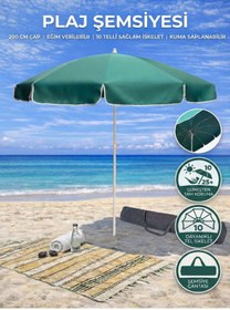 Resim form outdoor Plaj Şemsiyesi 200 Cm Çapında 10 Telli Taşıma Çantası Hediyeli 
