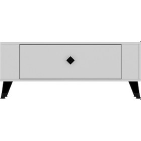 Resim 1377dd Retro-1 Tv Sehpası Beyaz-siyah 