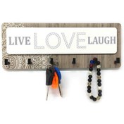 Resim Cajuart Kahverengi Desenli Live Love Lough Yazılı Anahtarlık Süs 