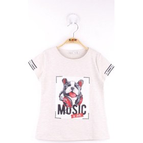 Resim Toontoy Kids Toontoy Kız Çocuk Kol Kulaklıklı Köpek Baskılı Tişört Bej 